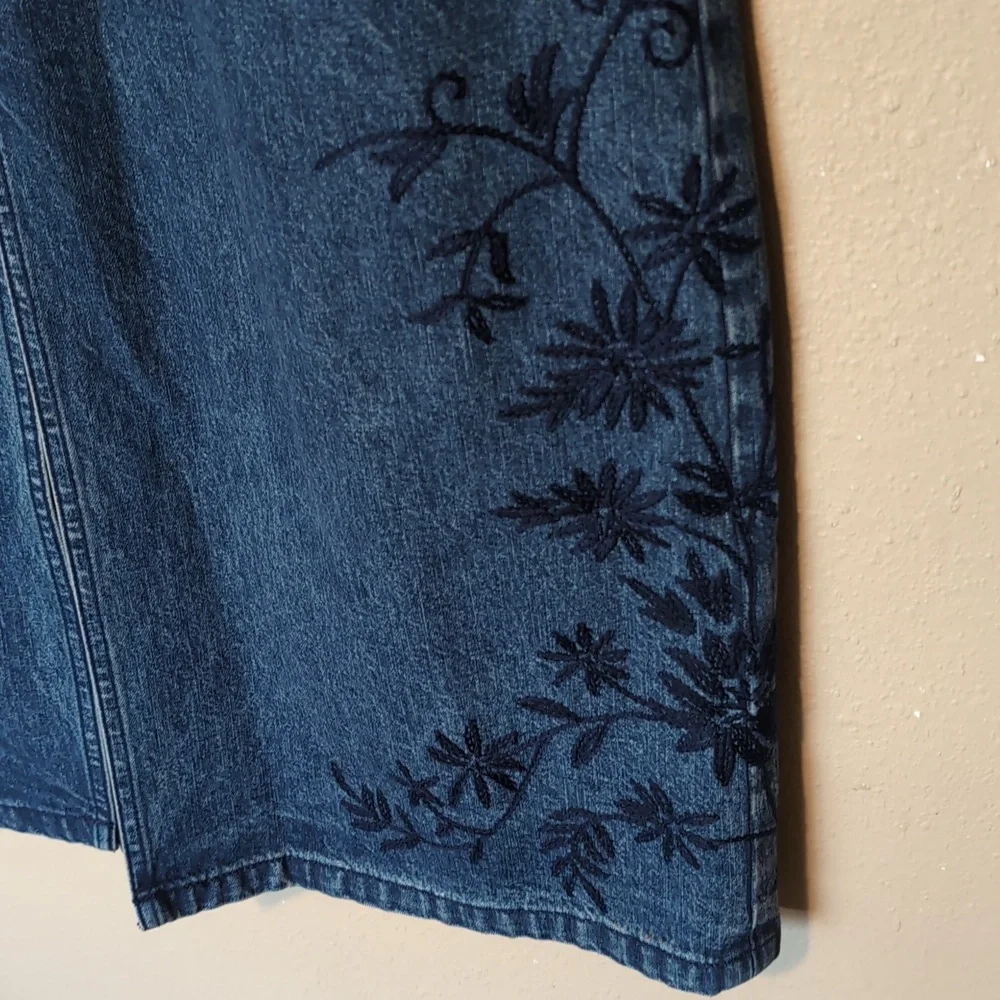 Eddie Bauer Denim Floral Embroidered Maxi Skirt - Picture 2 of 4